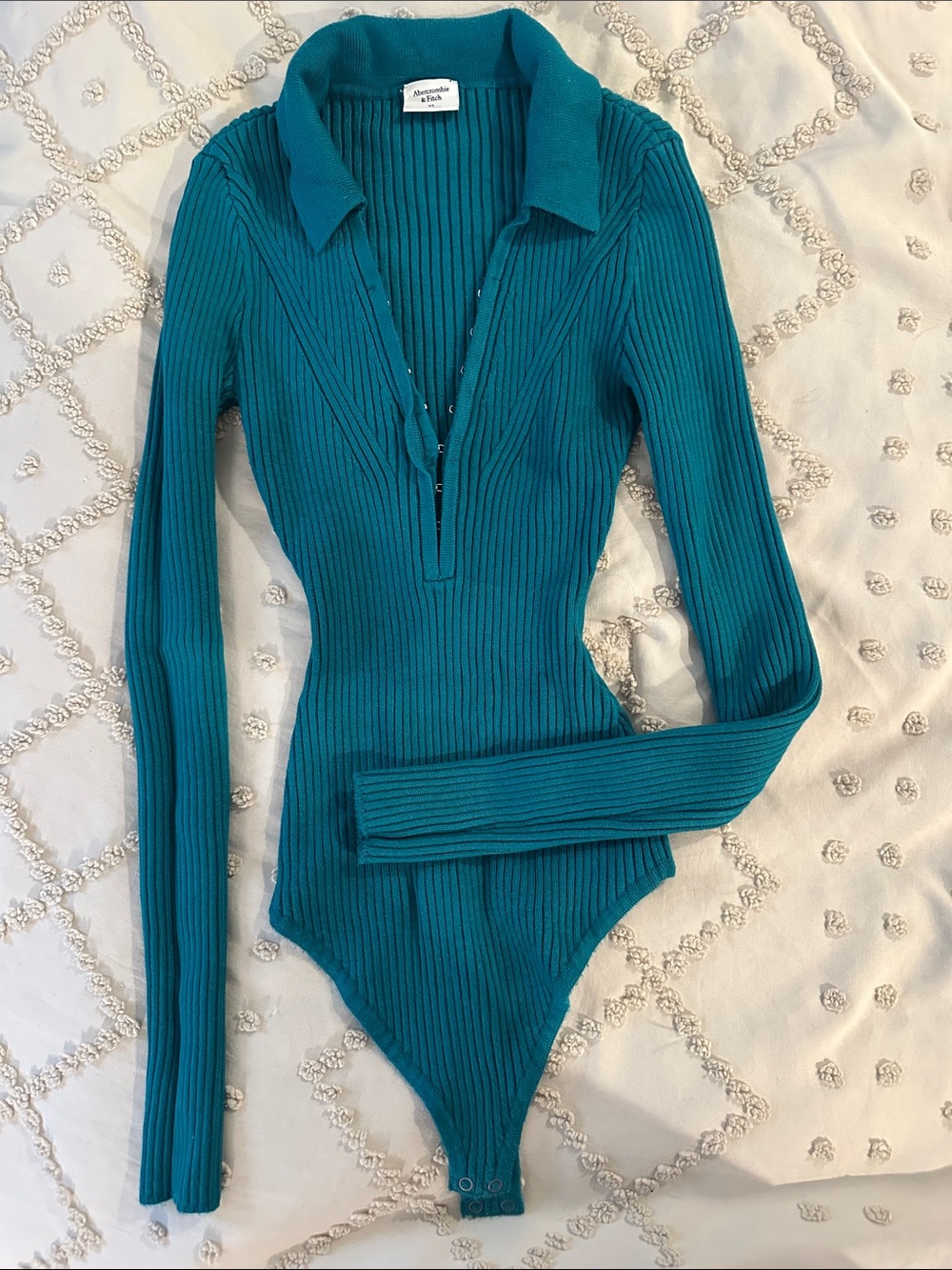 Abercrombie & Fitch Teal Ribbed Polo Bodysuit